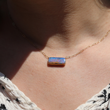 Rectangular Opalized Wood Necklace Image